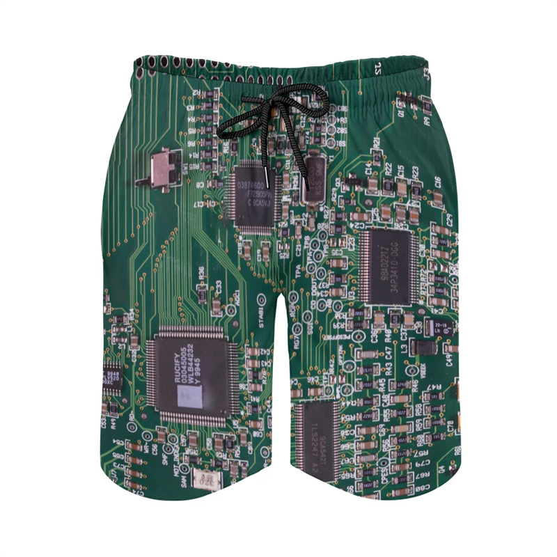 3D Printing Technology - กางเกงขาสั้นสำหรับผู้ชายเสื้อผ้าแบบลำลองกางเกงขาสั้นกางเกงชายหาดแบบกราฟิกพิมพ์ลาย3D เมนบอร์ดอิเล็กทรอนิกส์