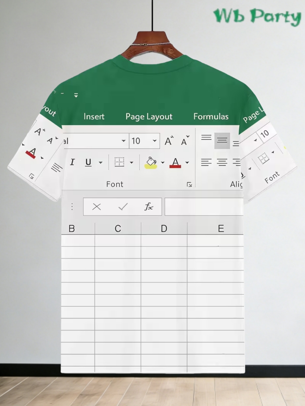 3D Printing Online Service - เสื้อยืดลำลองลาย Excel สำหรับผู้ชาย พิมพ์ลายซอฟต์แวร์สร้างตารางข้อมูล 3 มิติ