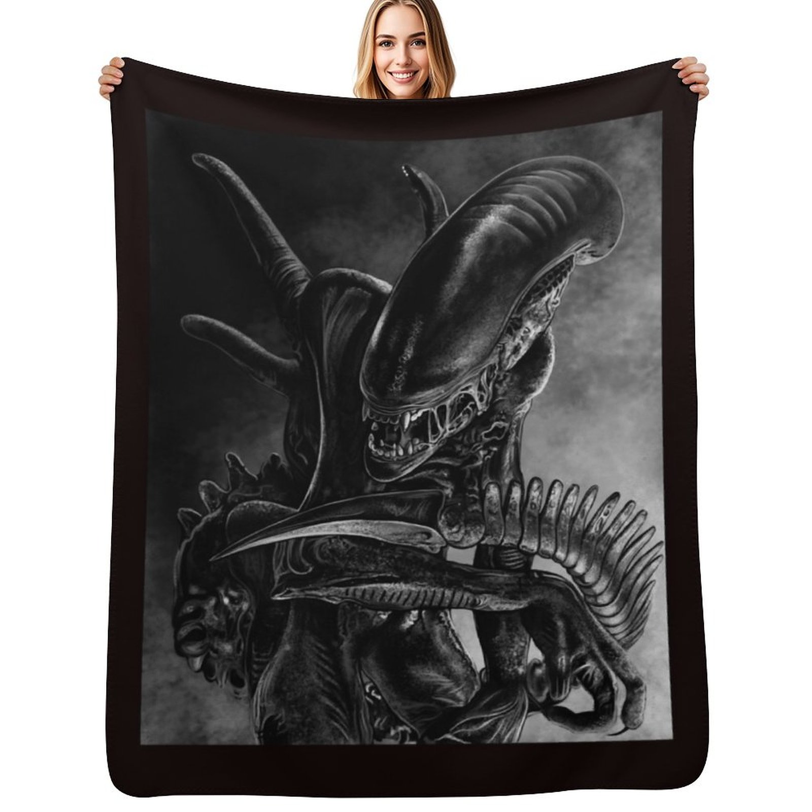 3D Printing Xenomorph - ผ้าห่มลายซีโนมอร์ฟ ผ้าห่มตกแต่งโซฟา ผ้าห่มขนฟู ผ้าห่มปิกนิก ผ้าห่มหนานุ่มสำหรับการนอนหลับ