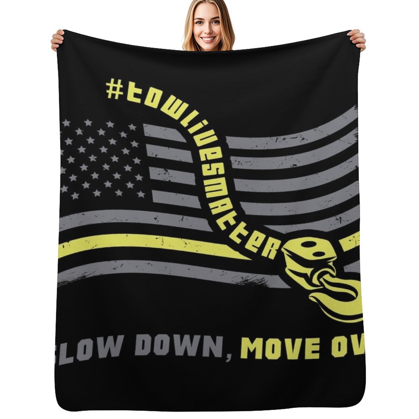 3D Printing Operator - Slow Down Move Over - ผ้าห่มของขวัญสำหรับผู้ขับรถลากจูง