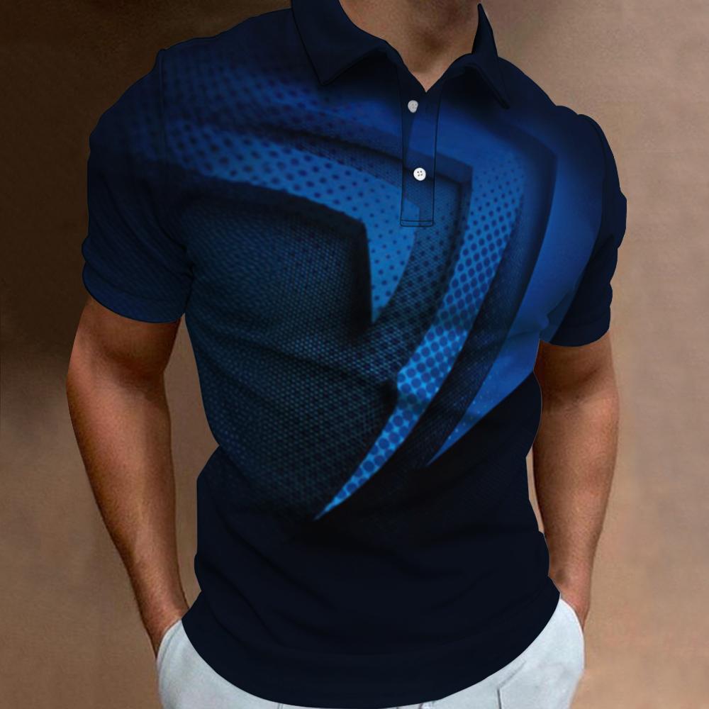 3D Printing Technology - เสื้อโปโลแฟชั่นสำหรับผู้ชายเสื้อพิมพ์ลายเมชาแขนลำลองขาสั้นเสื้อโอเวอร์ไซส์คุณภาพสูง3D ผู้ชาย