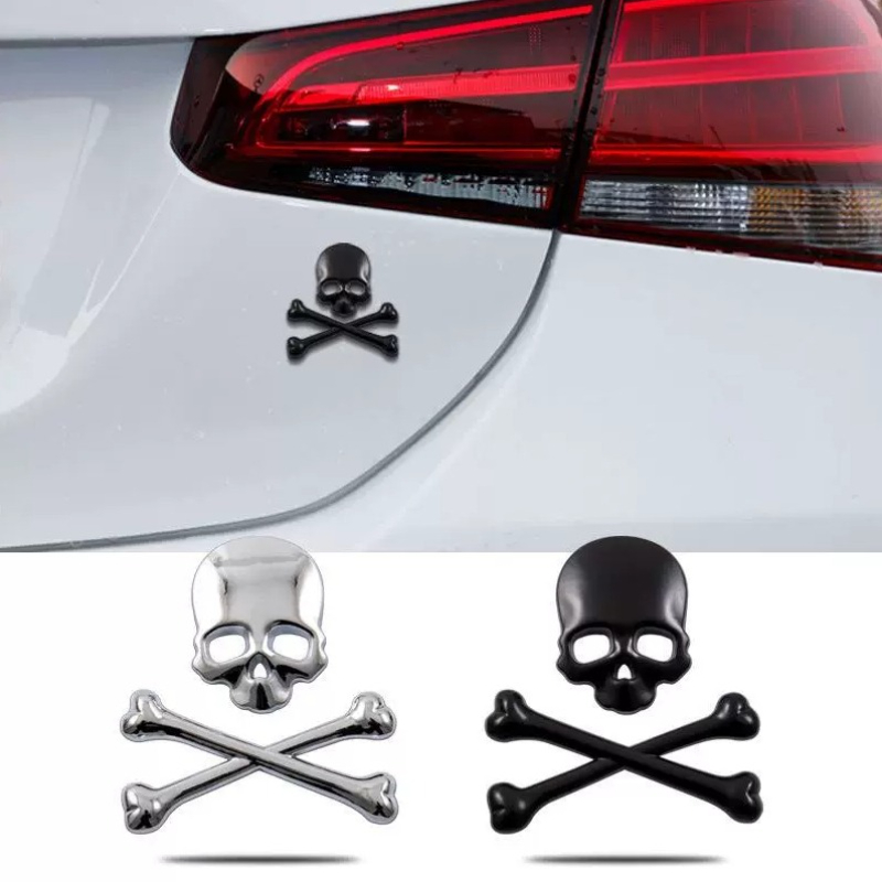 3D Printing Car - สติกเกอร์ติดรถยนต์ลายหัวกะโหลกปีศาจ 3 มิติ แฟชั่น 1 ชิ้น