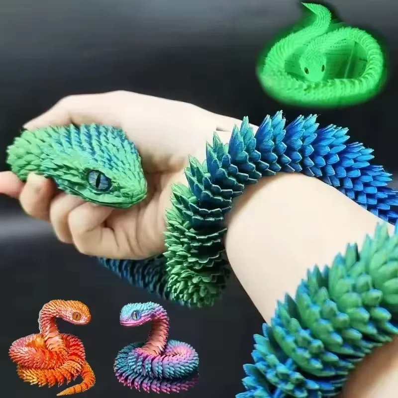 3D Printing Yourself - ของเล่นงูพิมพ์ 3 มิติ ข้อต่อขยับได้ ของเล่นบีบคลายเครียด รูปงูจำลอง