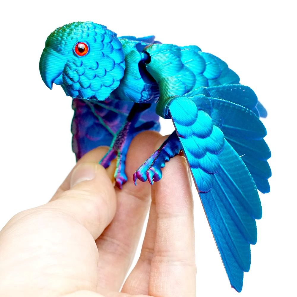 3D Printing Yourself - จําลองตา 3D พิมพ์นกแก้วรุ่นประกายเลเซอร์ 3D พิมพ์สัตว์นกแก้วสัตว์ที่มีความยืดหยุ่นหมุนได้