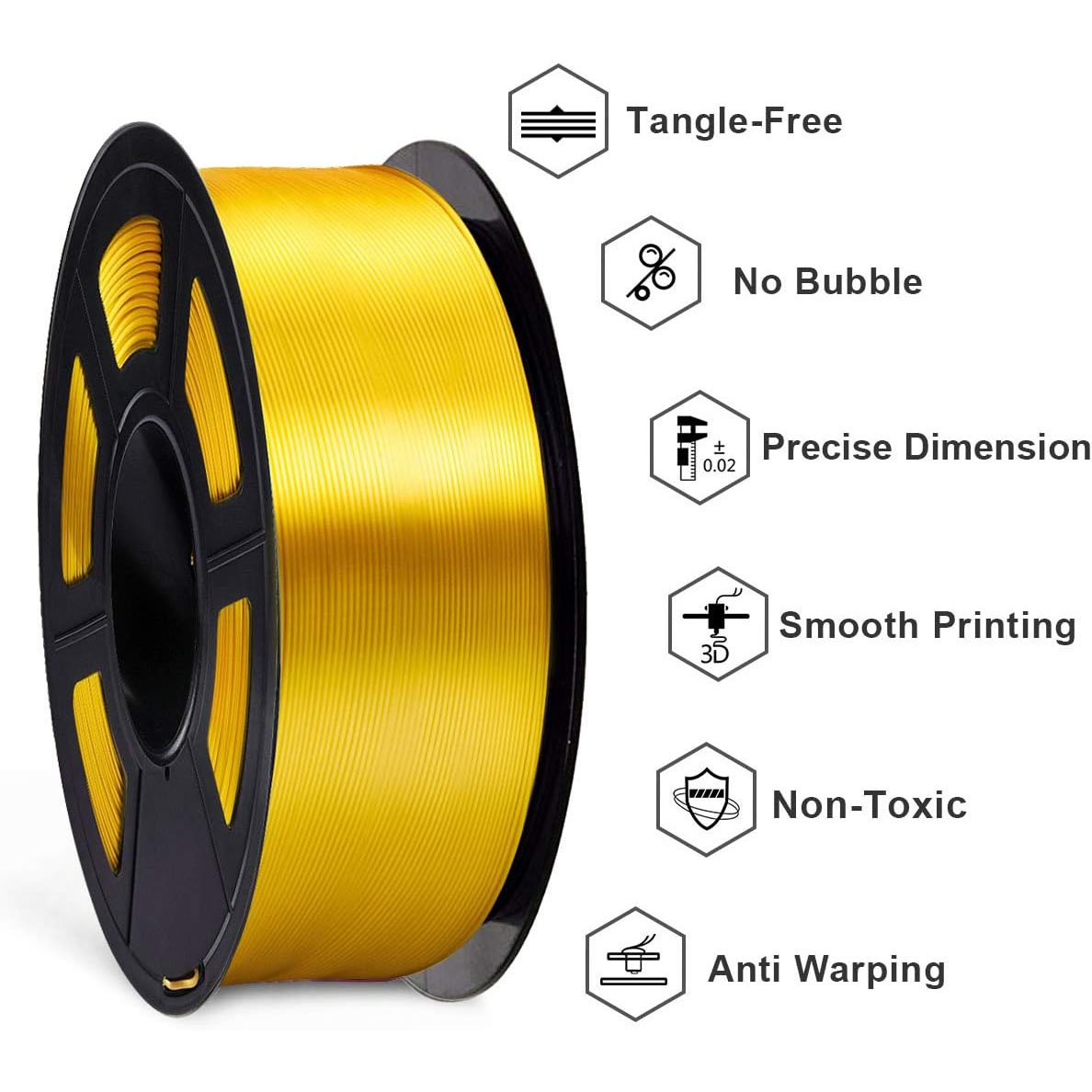 PLA Silk Gold 3D Print Filamen - 3D Printing Gold บทวิจารณ์และราคา